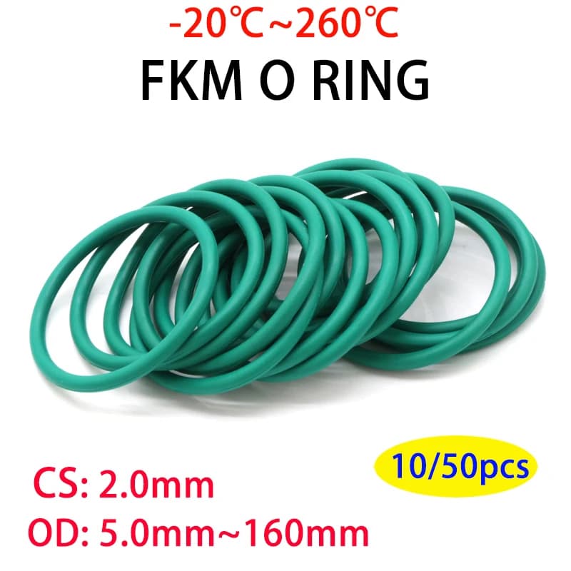 10/50 Stück grüner FKM-O-Ring CS 2 mm Außendurchmesser 5 ~ 160 mm Dichtung Isolierung ölbeständig hohe Temperaturbeständigkeit Fluorkautschuk