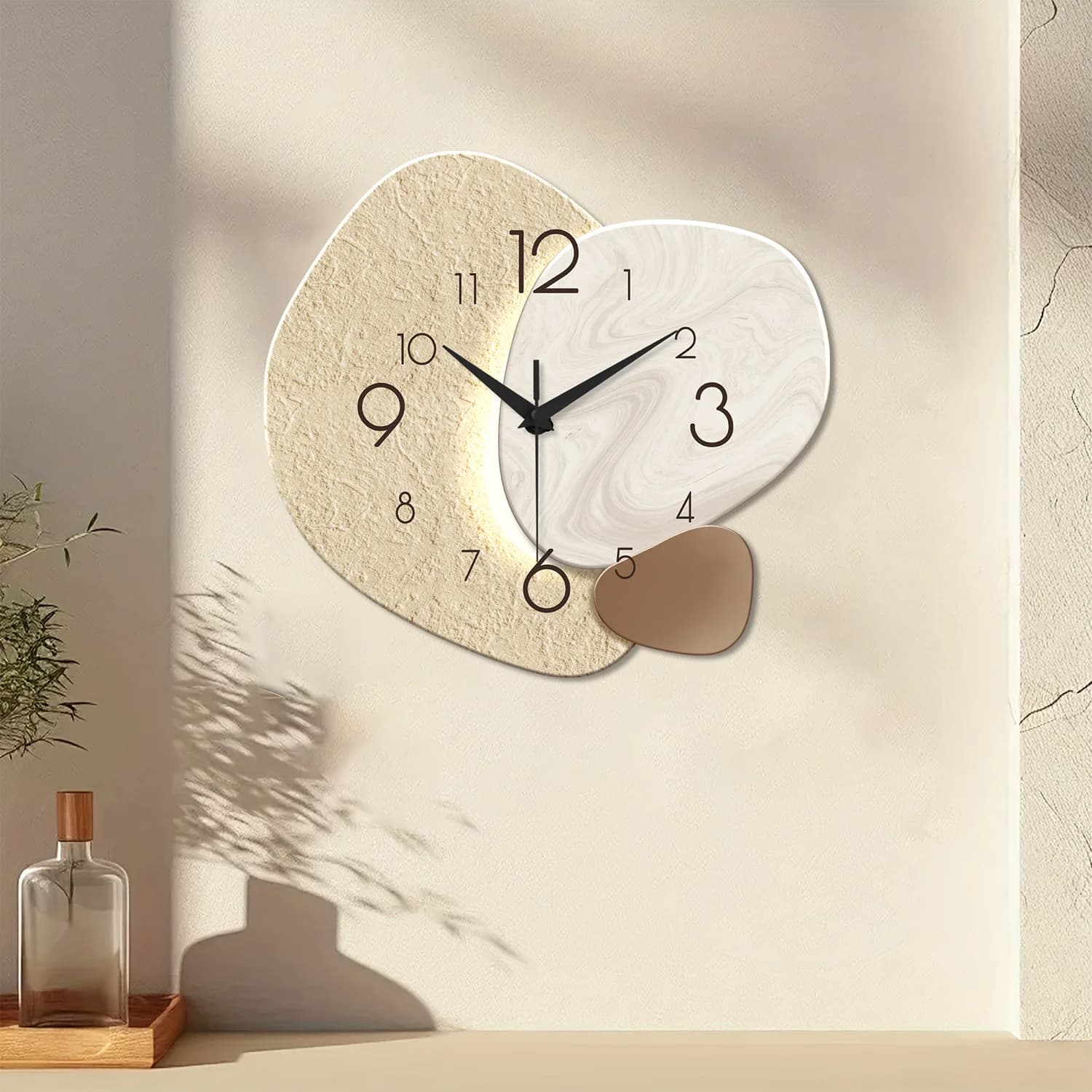 Moderne einfache Wanduhr, leise Quarzuhr, Schlafzimmeruhr, Wohnzimmer, Sofa, Hintergrund, Dekoration, Wanduhr, keine Batterie
