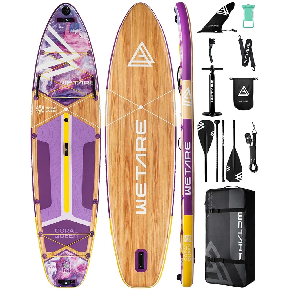 WETARE Wasserdichtes Extra Breites Aufblasbares Paddleboard 11'6''x35''x6'' für Erwachsene im Steh-Stil zum Angeln mit Zubehör