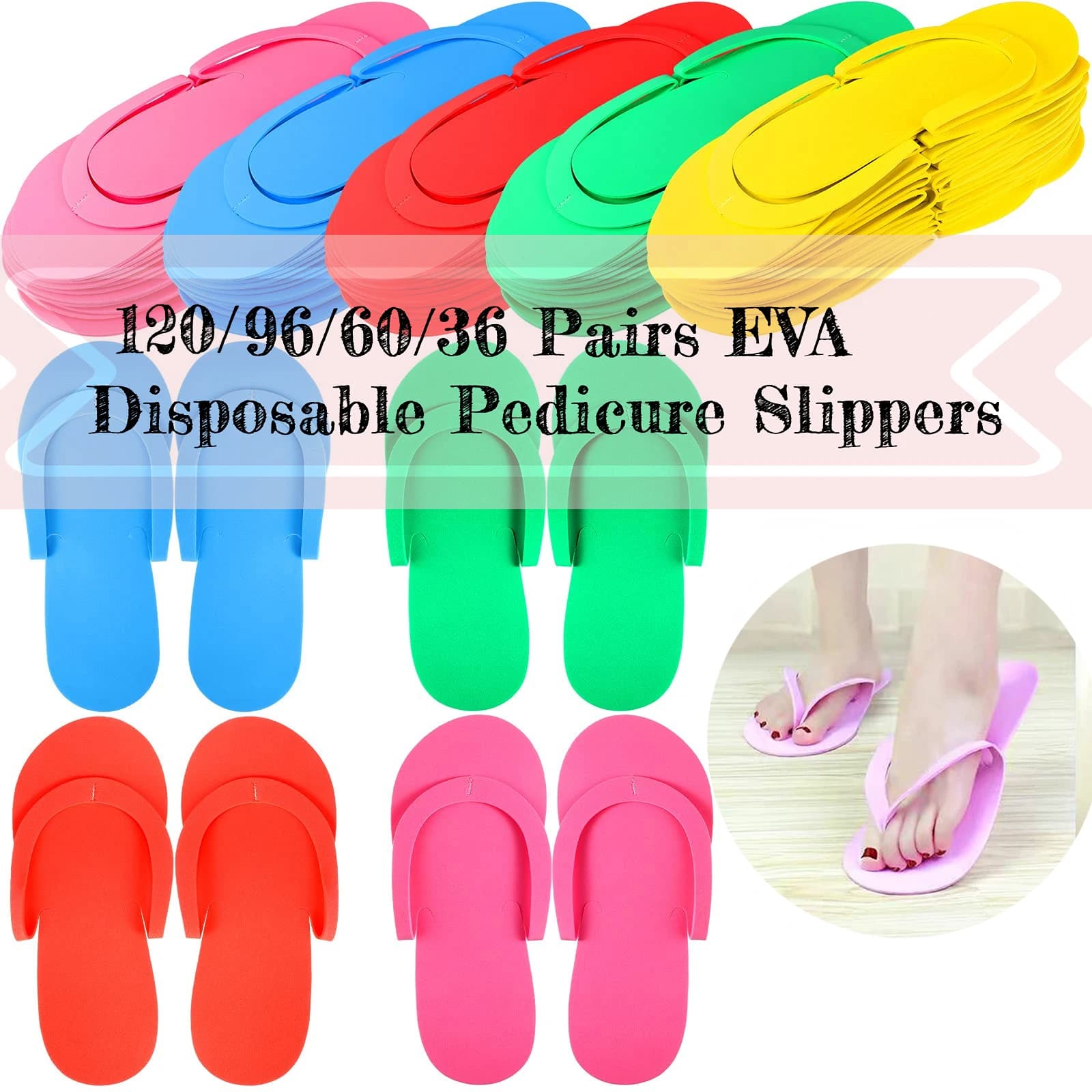 120-36 Paar Eva Einweg-Pediküre-Hausschuhe Maniküre Spa Schönheitssalon Pantoffeln Rutschfeste Schaumstoff-Flip-Flops Fußbad Nagelstudio Zuhause