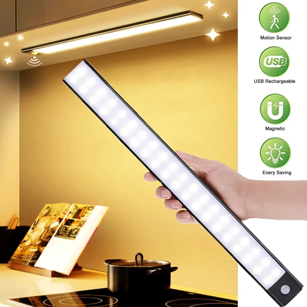 Nachtlicht LED-Schrankleuchte, USB wiederaufladbar, Bewegungsmelder-Licht, geeignet für Küche, Kleiderschrank, Schrankbeleuchtung, 30 cm/40 cm/50 cm