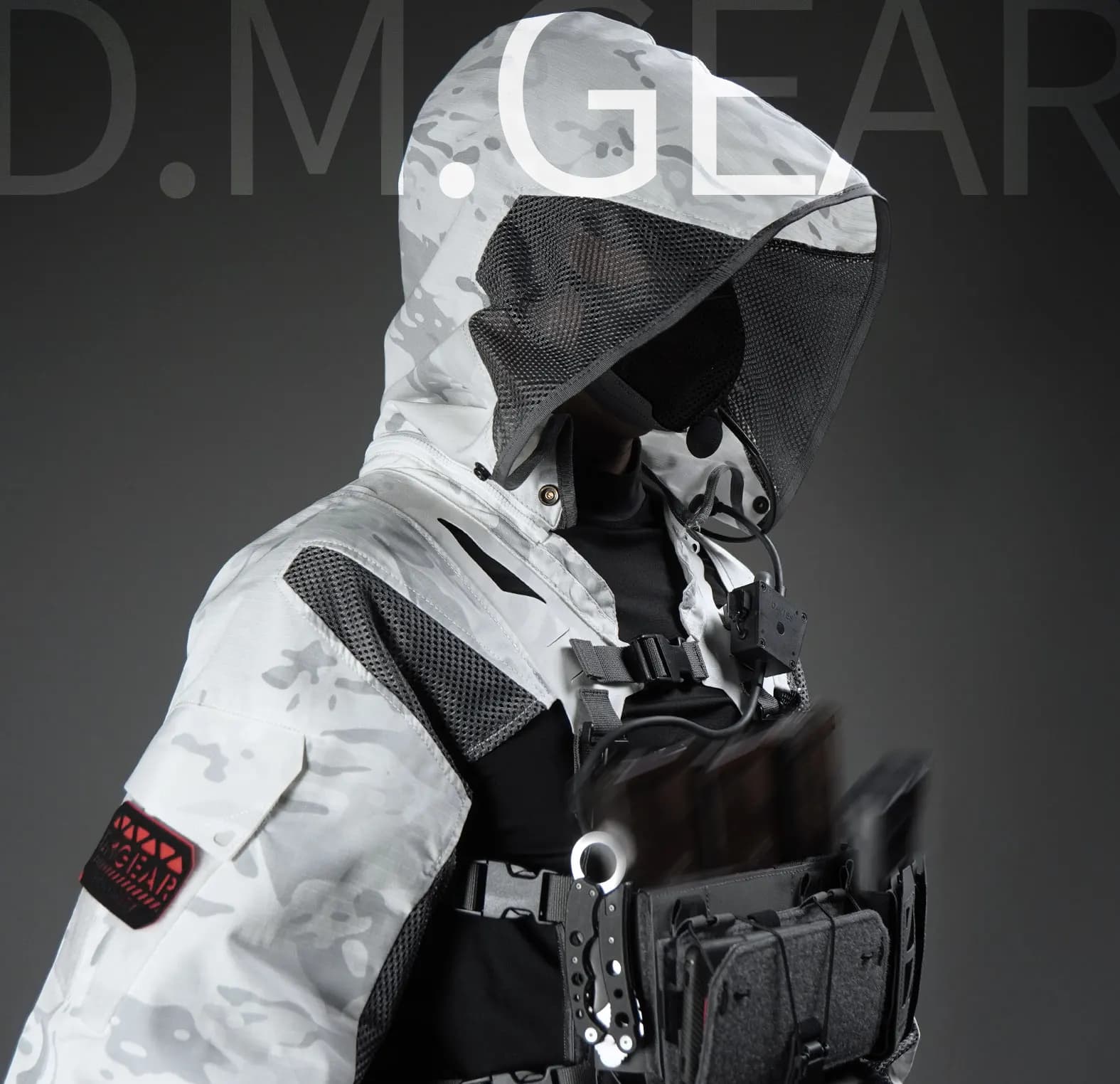 DMgear Original Taktischer Mantel, Jacke, Kapuze, langärmelig, Tarnkleidung, atmungsaktiv, bequem, kompatibel, taktisches Brust-Rig