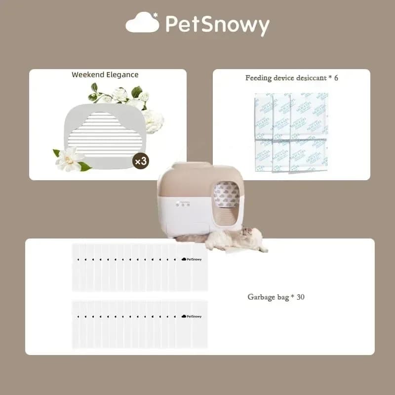 PetSnowy Katzentoiletten-Zubehör Deodorant-Tabletten Müllbeutel Automatische Futterautomaten für Haustiere Trockenmittel Professionelle