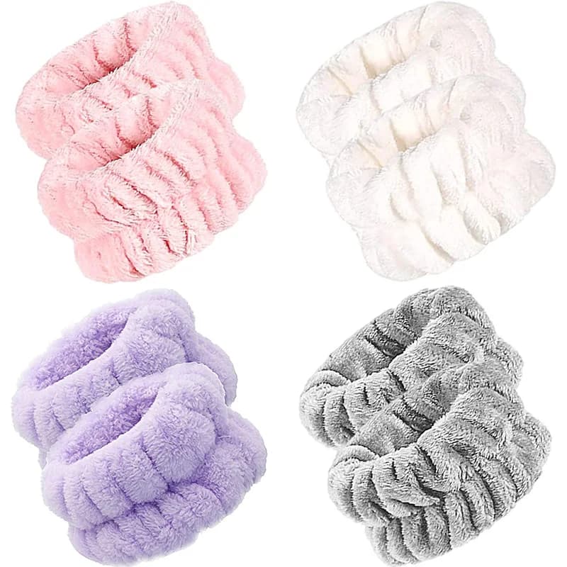 Mikrofaser-Handgelenk-Waschband, Handgelenk-Waschtuchband, Scrunchies zum Gesichtwaschen, saugfähiges Handgelenk-Schweißband für Damen, Stirnband