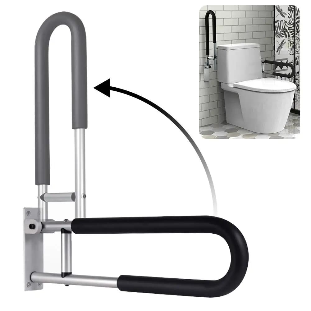 23,6 Zoll langlebige, verstellbare Toiletten-Sicherheitsgeländer aus Aluminiumlegierung – Badezimmer-Handlauf für ältere Menschen, Behinderte –