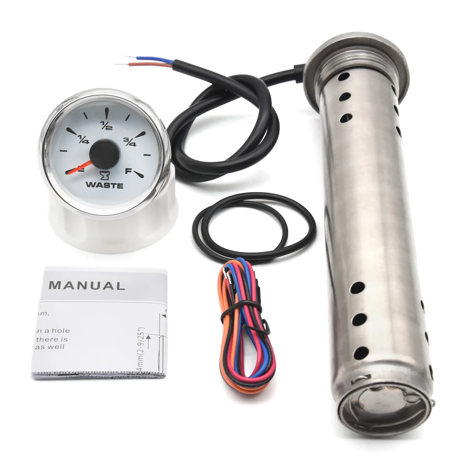 Wasser-Abwasser-Füllstandsensor, 150 mm, 200 mm, 250 mm, 300 mm, 400 mm, 500 mm, für 52 mm Marine, Boot, Wohnmobil, Tank,