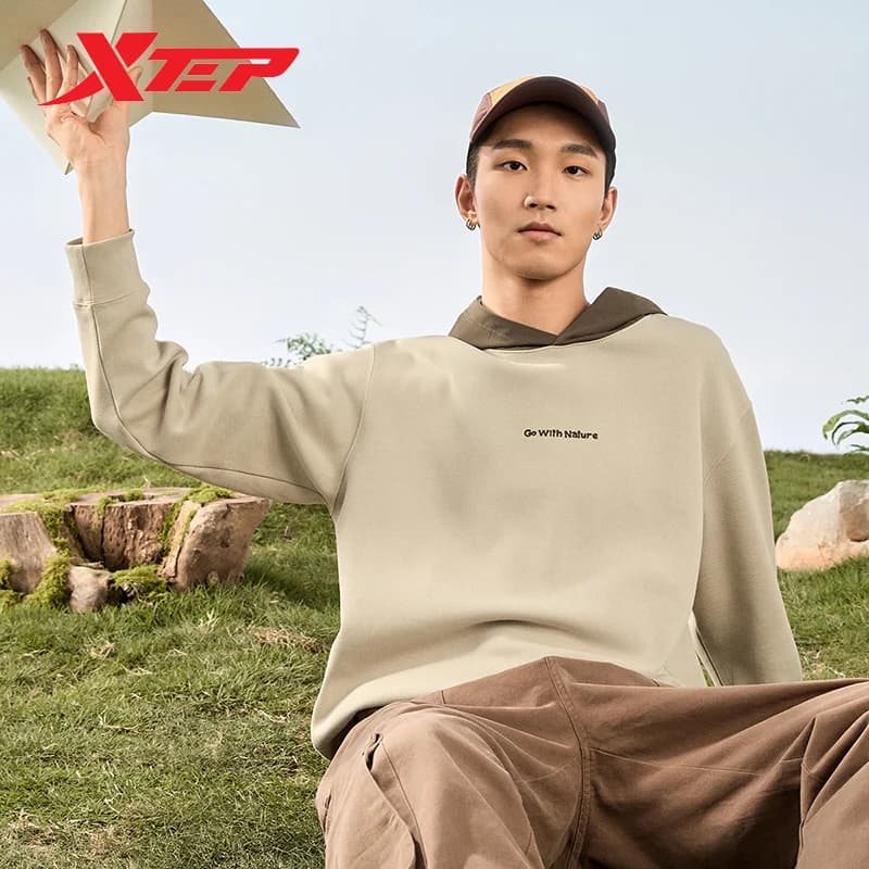 Xtep Pullover Hoodie für Männer und Frauen Frühling Leben Outdoor Unisex Sweatshirt bequeme weiche Paare Hosen