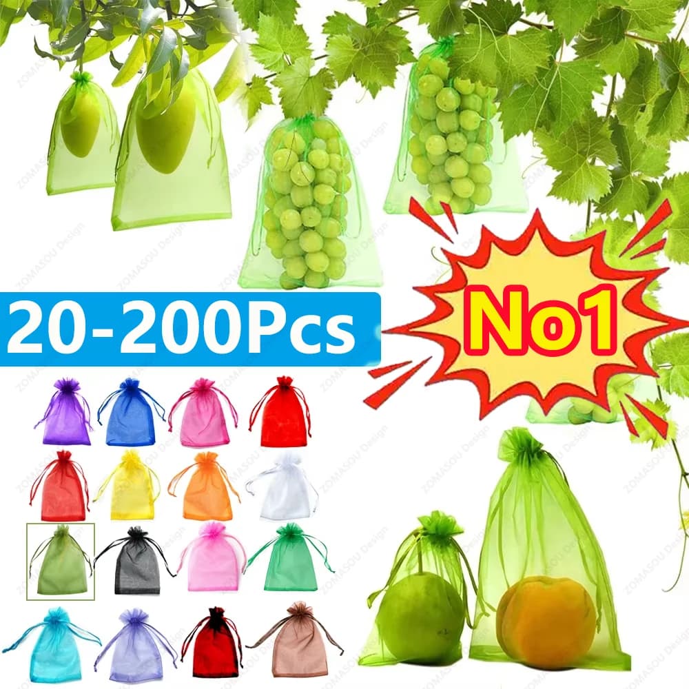 20-200PCS Trauben Obst Schutz Taschen Obst Wachsen Taschen Garten Anti-Vogel Netting Mesh Gemüse Tasche Erdbeere taschen Garten Werkzeuge