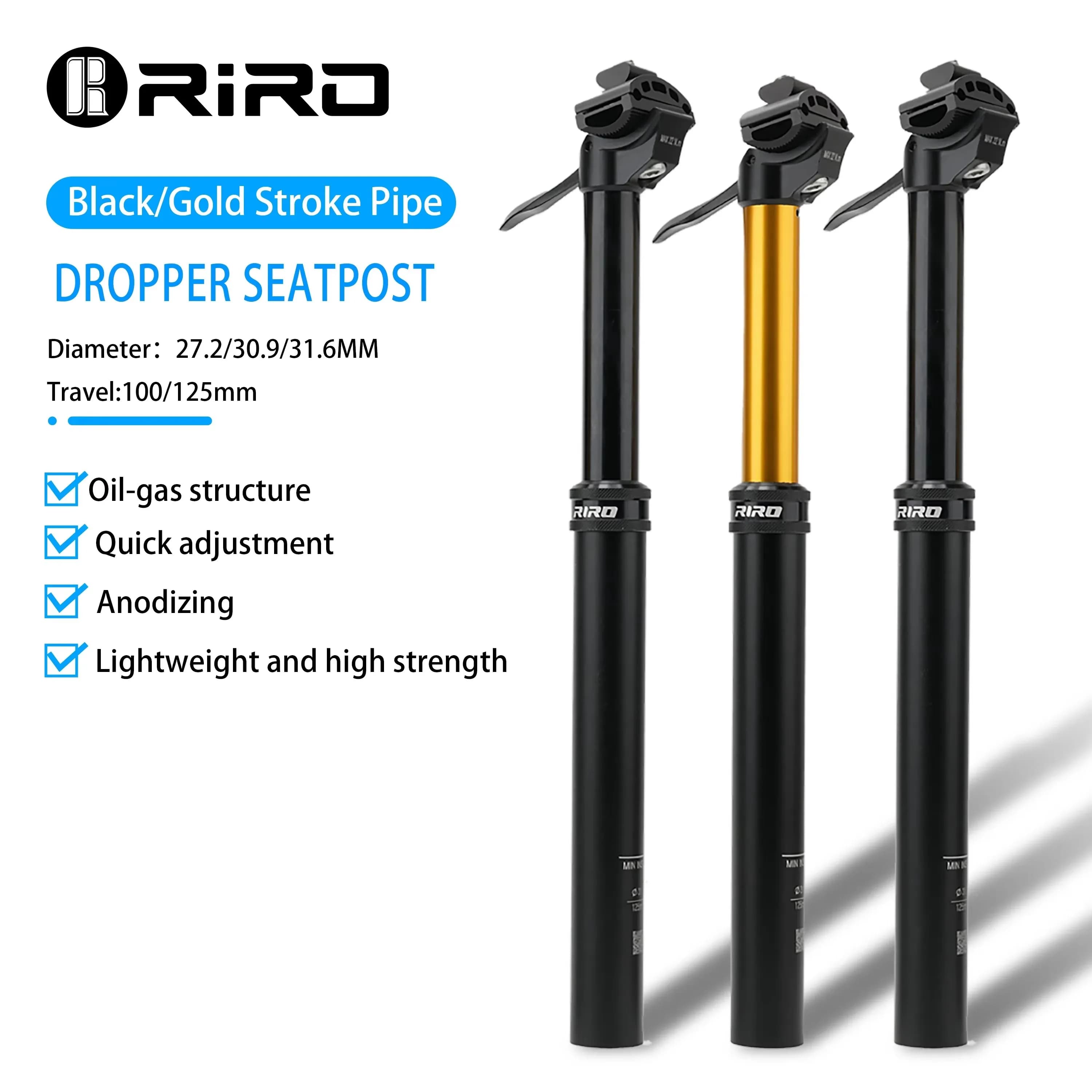 RIRO 7075 Aluminiumlegierung MTB Dropper Sattelstütze 27,2 30,9 31,6 handgesteuerte höhenverstellbare Teleskop-Sattelstütze für MTB