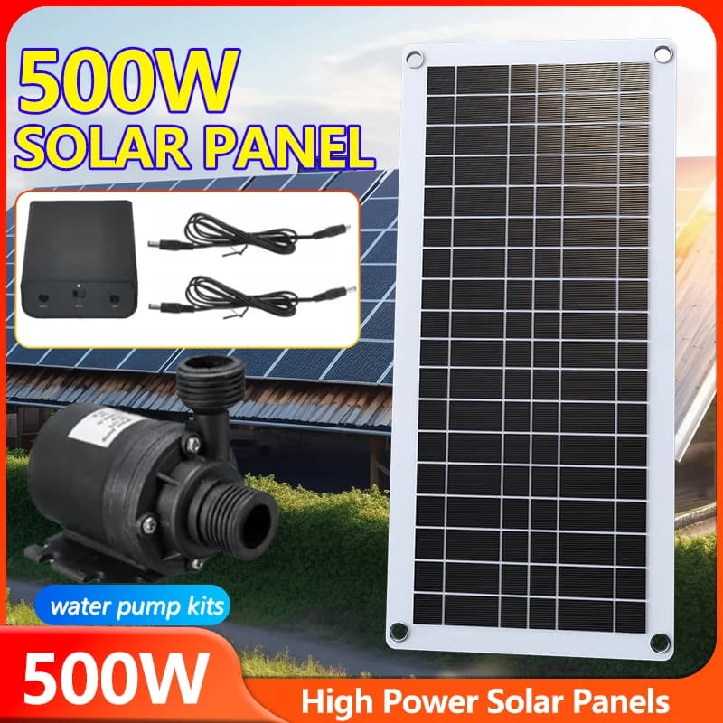 Professionelles 500-W-Solarwasserpumpen-Set – 800 l/h hohe Durchflussrate mit PET-Solarplatte für Vogelbad, Pool und Teichdekoration