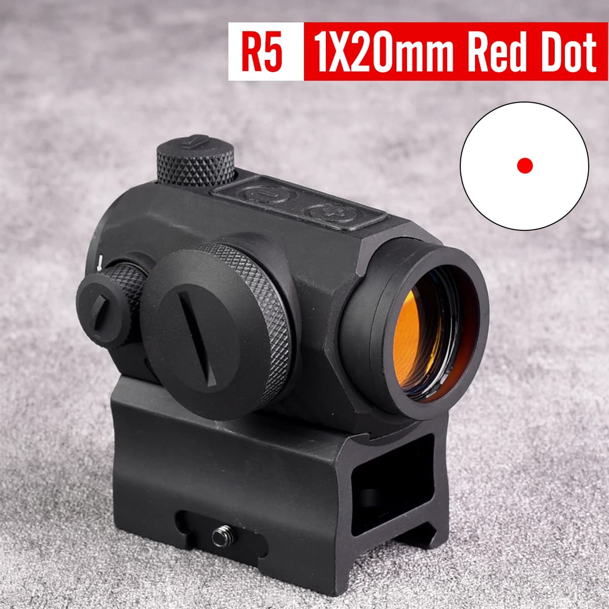 R5 1x20mm Red Dot Sight 2 MOA Compact Jagd Optic Scope Stoßfest Wasserdicht Taktische Airsoft Sight für 20MM Schiene 1:1 Replik