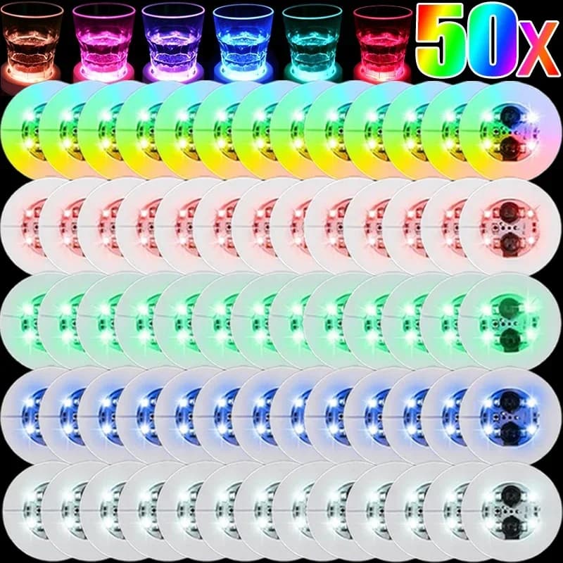 LED-Blitz Untersetzer Licht Batterie Betrieben Leuchtende Flasche Aufkleber Wein Tasse Matten Lampe Ktv Bar Party Trinken Tassen Dekor Großhandel