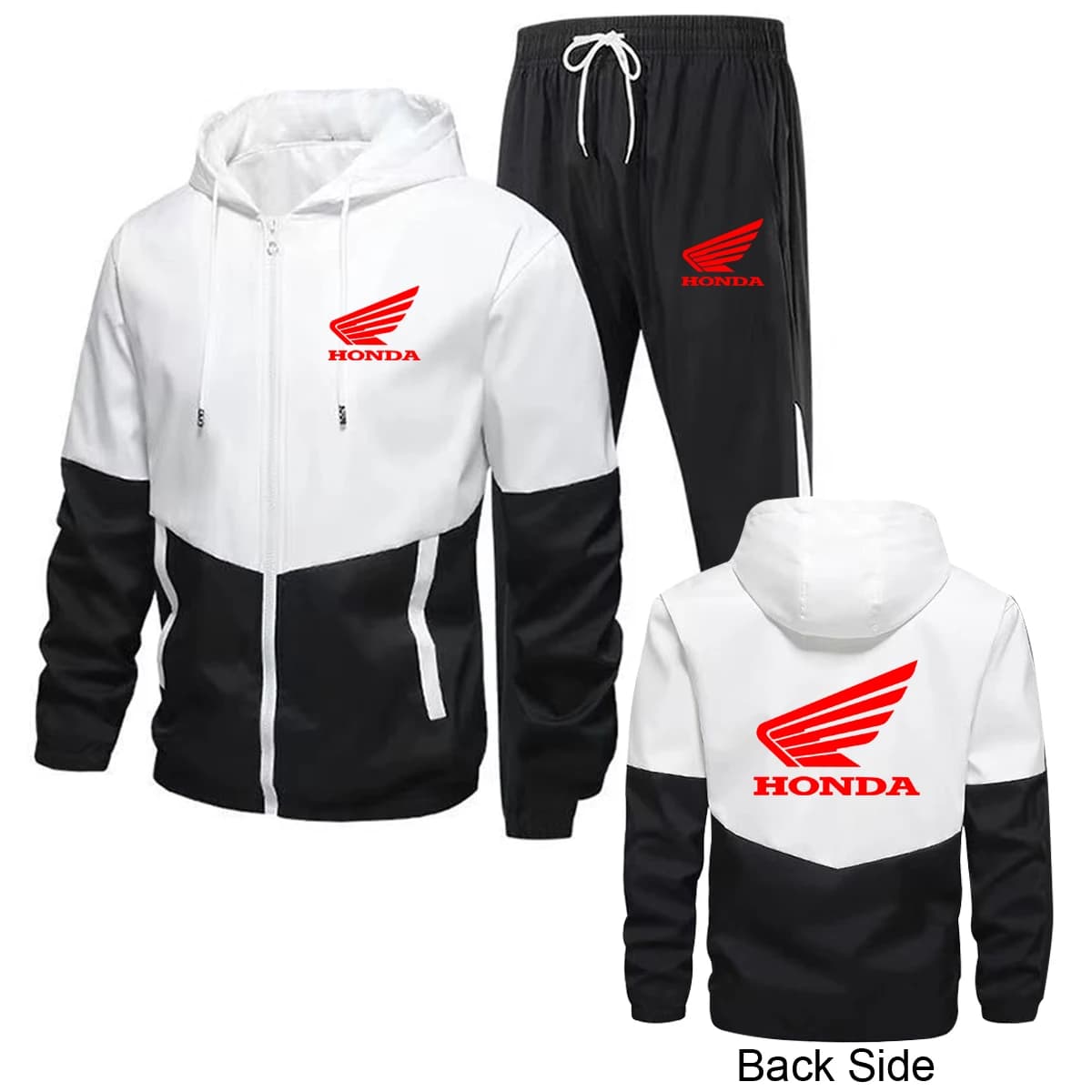 Honda Racing Herren winddichtes Set, Outdoor-Sport-Kapuzenpullover mit Reißverschluss, Sportbekleidung, Frühlings-/Herbst-Moto-Reitjacken-Set für