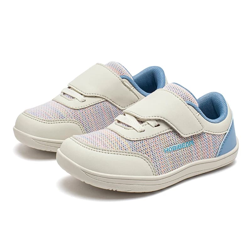 HOBIBEAR Barfußschuhe mit breiter Zehenpartie, minimalistische Kinder-Sneaker mit Hakenschlaufe, lässige Mesh-atmungsaktive Zero-Drop-Schuhe