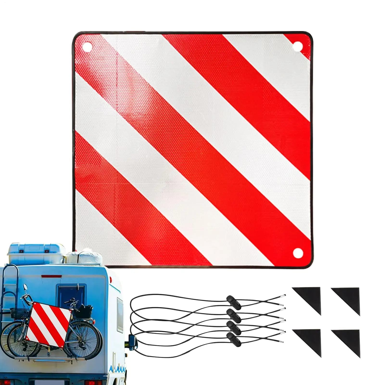 Sicherheitsschild, reflektierendes Warnschild, quadratisch, reflektierend, rot, weiß, Alarm für LKW, Automobil, Sicherheit, Auto, Fahrradträger,