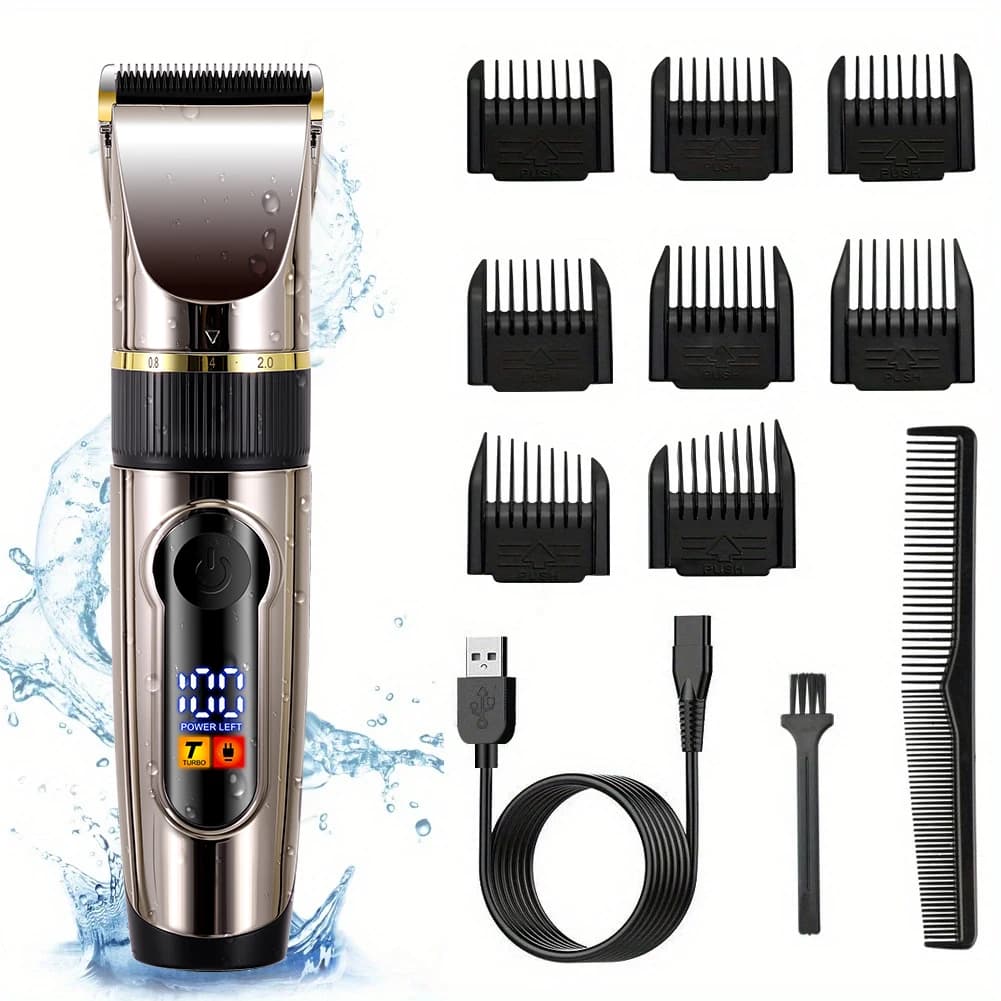 Professioneller Haarschneider mit Keramikklinge, LED-Anzeige, USB-Ladefunktion