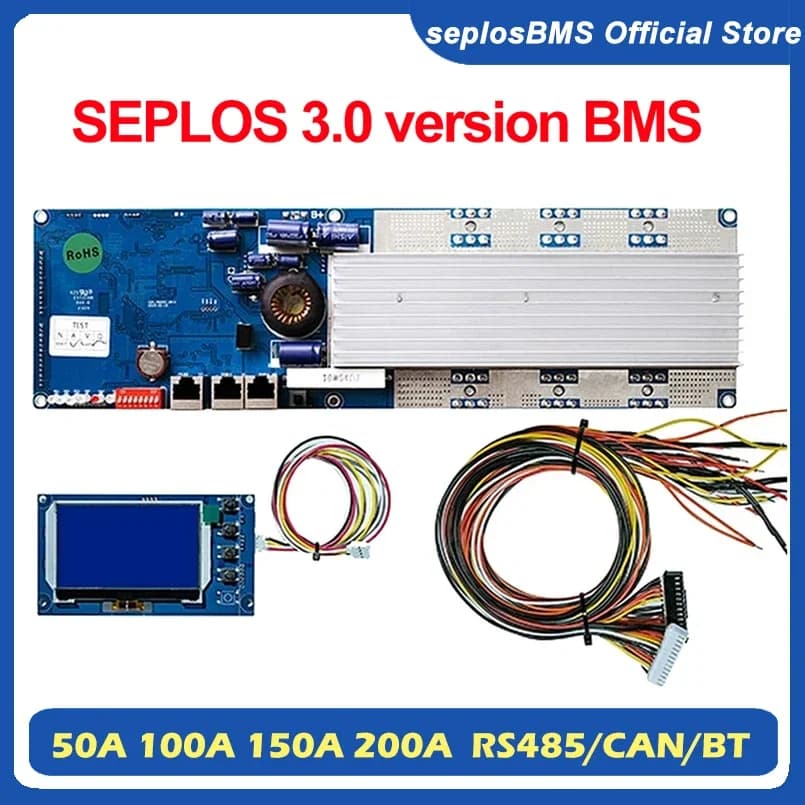 seplos bms 3.0 Smart bms 100A/150A/200A 24V/48V 13S 14S 8S 15S 16S LFP Mit Bluetooth LCD Bildschirm BMS Li-Ion LiFePO4 Batterie
