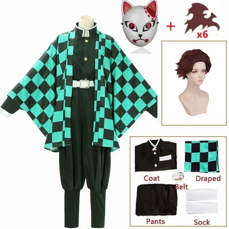 Anime Tanjirou Kamado Kostüm Anime Cosplay Männer Kimono Uniform Halloween Party Dämonen Frauen Kleidung Kinder Erwachsene