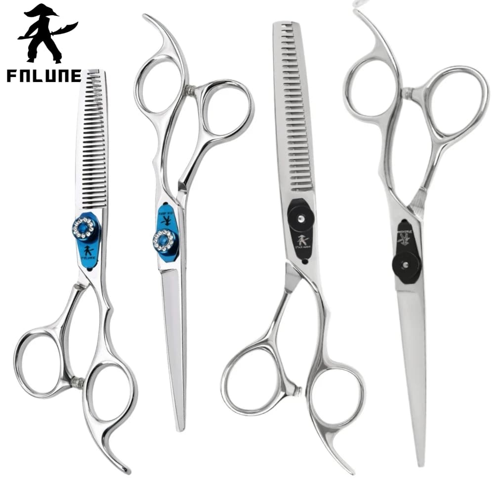 FnLune 6,0-Zoll-Friseurscheren-Set, professionelle Haarschneidescheren mit Juwelenschraube, scharfe Salonscheren zum Trimmen von Ponyfransen