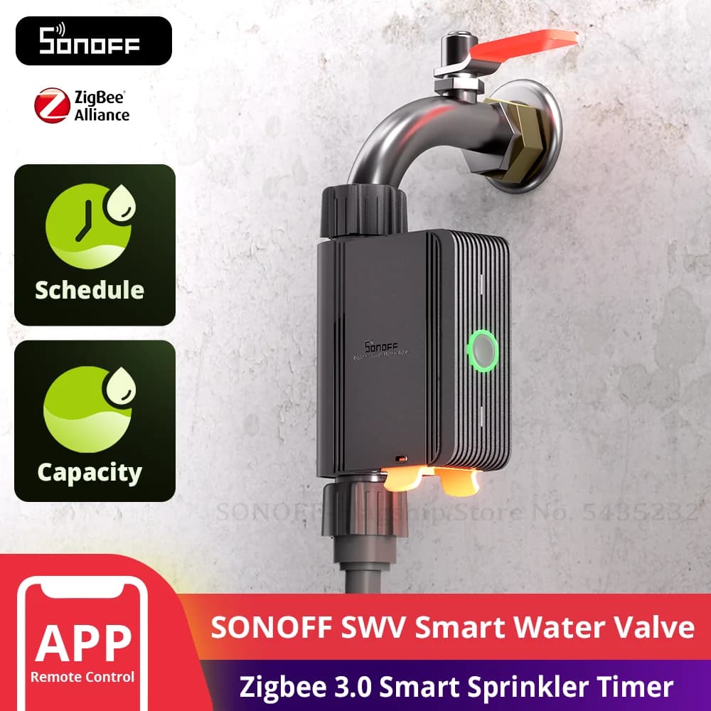 SONOFF SWV Zigbee 3.0 Smart Water Valve IP55 Sprinkler Controller Home Automate Irrigation Kompatibel mit eWeLink Alexa Google