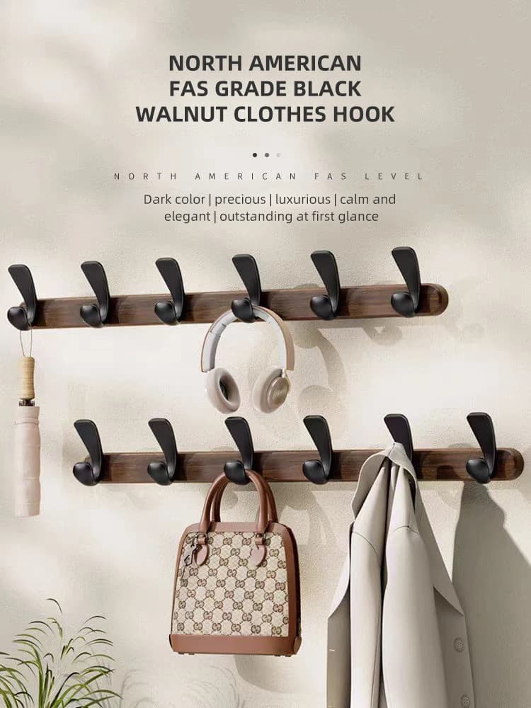 Neue Stil Walnuss Robe Haken Haushalts Dekoration Holz Kleidung Haken Wand Halterung Mantel Tasche Aufhänger Badezimmer Organisation