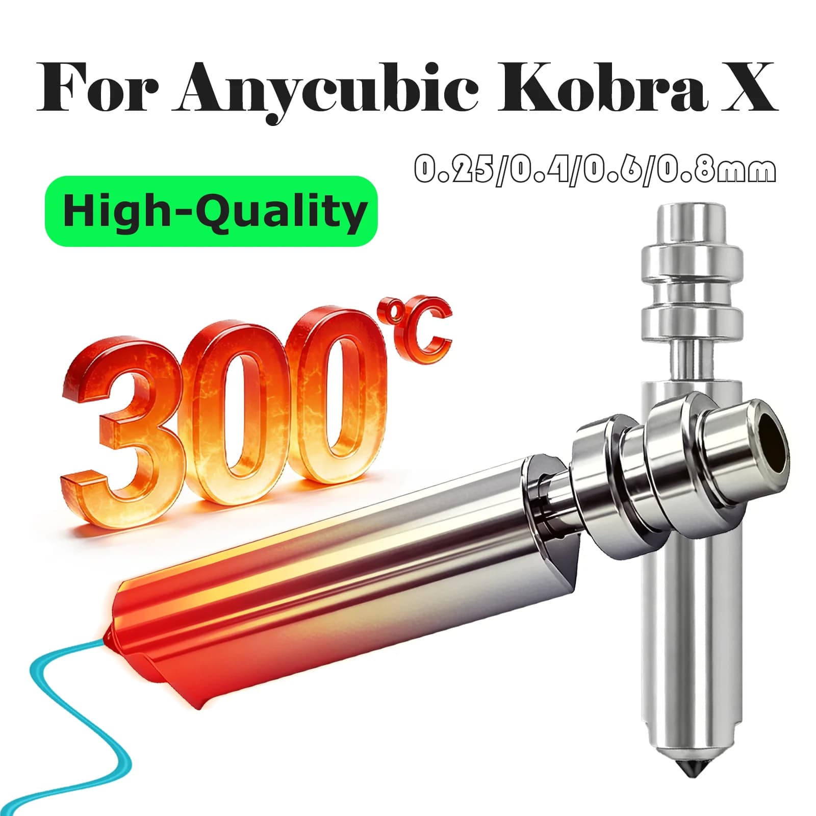 Für Anycubic Kobra X Combo Schnellwechsel-Bimetall-Düse 0,2mm/0,4mm/0,6mm Verbesserte Hochtemperaturbeständige Düse für KobraX