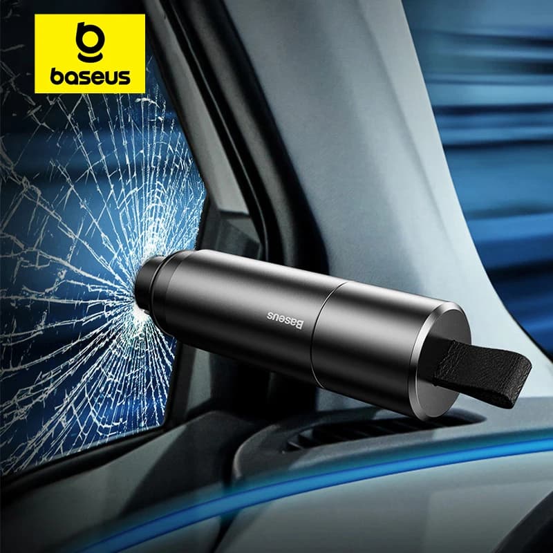 Baseus Auto-Sicherheitshammer, Auto-Notfall-Fensterbrecher aus Glas, Sicherheitsgurtschneider, lebensrettender Flucht, Auto-Notfallwerkzeug