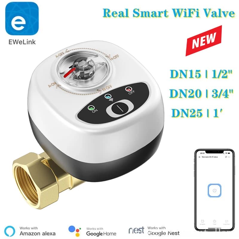 eWelink APP WiFi Smart Ventil DN15/DN20/DN25 Smart Wasser/Gas Abschaltung Automatisierte Kugelhahn Drahtlose Steuerung Alexa kompatibel