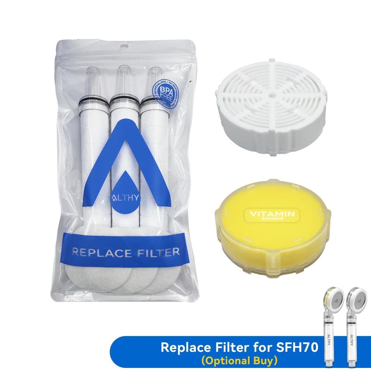 ALTHY SFH70&SFH70VC Filter Repalacement,PP-Konton,Kalziumsulfit,Vitamin-C-FilterReduce Chlor Heavy Metal,Weichmacherwasser