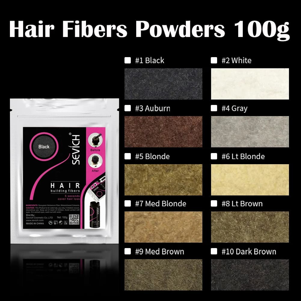 SEVICH Haarfaser 100g Keratin Haarfaser Verdickungspulver Haaraufbau Faserspray Instant Nachwachsen Pulver Haarausfall Concealer