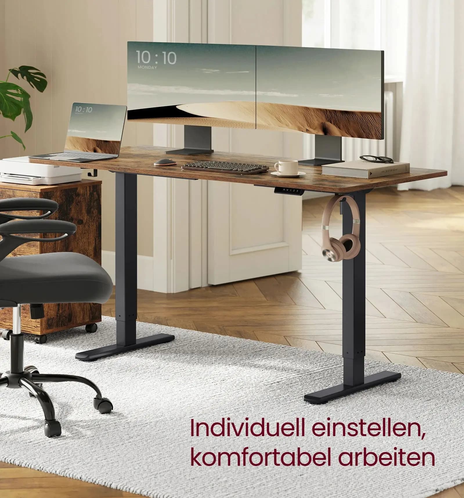 VASAGLE Höhenverstellbarer Schreibtisch elektrisch, Schreibtischständer mit Memory-Funktion, Tischgestell ohne Tischplatte