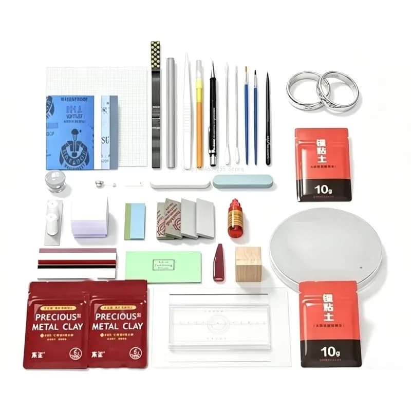 Reines Silber-Ton Schmuckherstellungs-Set DIY Silberketten/Verlobungsringe Materialpaket 999 Reiner Silber-Ton Kupfer-Ton