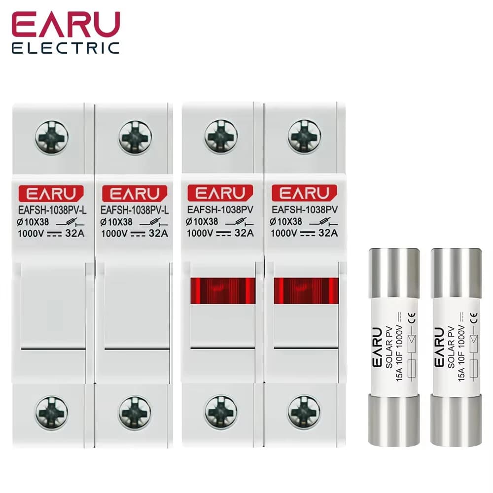 Ein Satz 2P Parallel-DC-Sicherungshalter 10*38mm Hochspannung Solar-PV 1000V 6A-32A Basis Photovoltaik-Systemschutz GPV