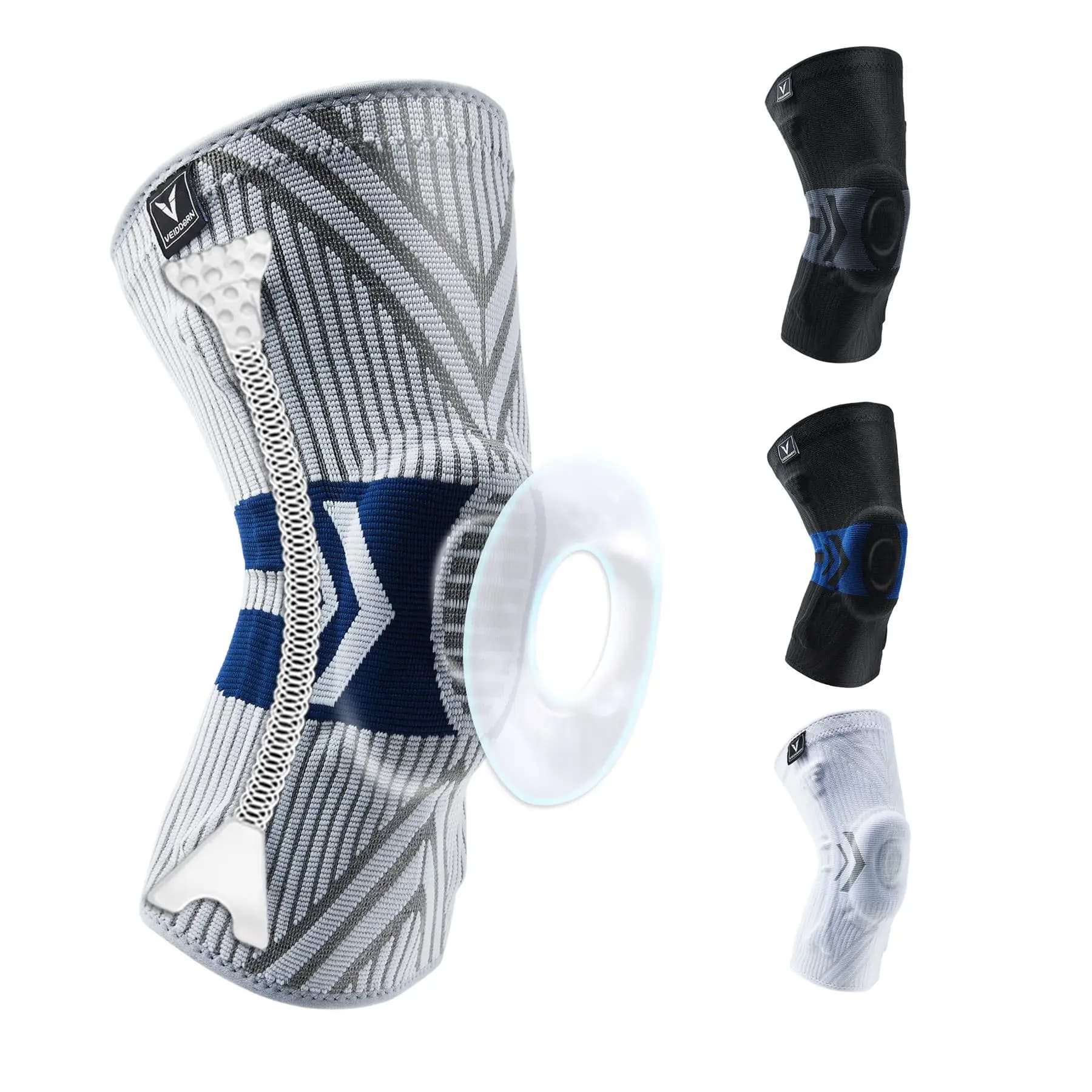 2025, neueste Kniestütze für Herren, unter Druck stehende, elastische Kniebandage mit Silikonfeder, Basketball-Volleyball-Knieschützer