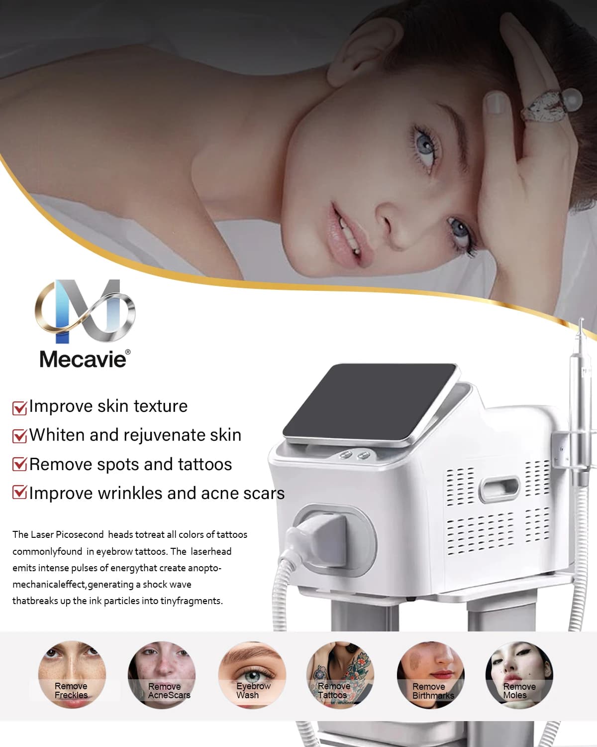 2026 NEU Professionelle 5000W Nd:YAG Pikosekunden-Laser Tattooentfernungsmaschine 1064 532 1320 Pikosekunden-Neodym Q-Switch Augenbrauenbehandlung