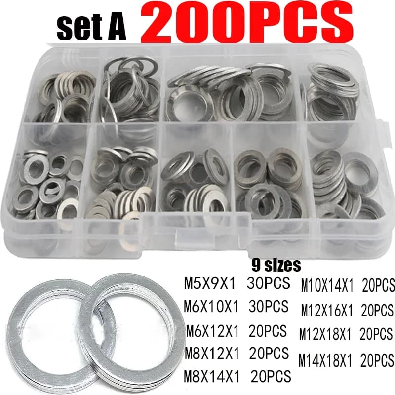200/280/360/450/540 Stück M6 M8 M10 M12 M14 M16 M18 M20 M22 M24 Aluminium-Unterlegscheiben- und Ölablassstopfen-Dichtungs-Kombinationsset