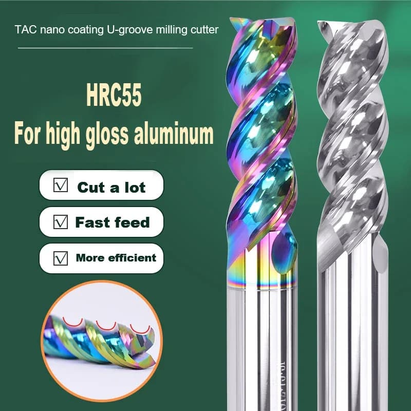 Hrc55 Hartmetall-Schaft fräser 3-Flöten-U-Nut-Wolfram-Fräser CNC-Werkzeug Aluminium-Glasfaser-Acryl-Kupfer-Kunststoff-Holzwerk zeuge