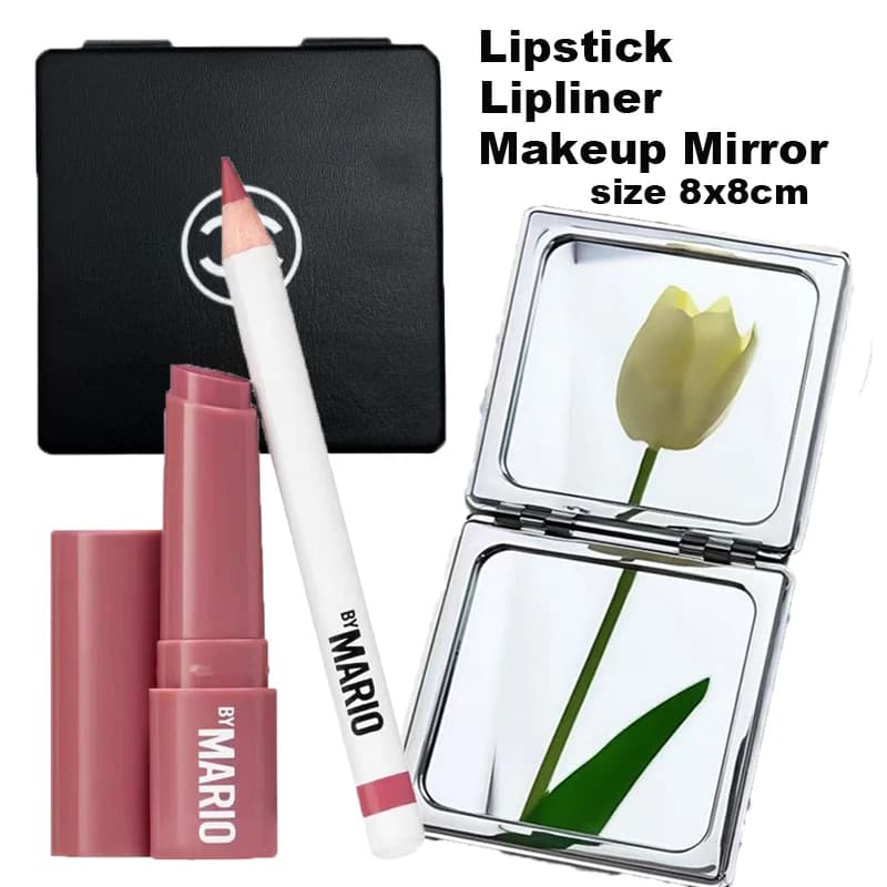 3-teiliges Set Lippen-Make-up und Spiegel: 0,9g Rich Mauve Ultra Sculpting Lipliner Stift und 1g Rosewood Glow Lip Serum Balm Beauty