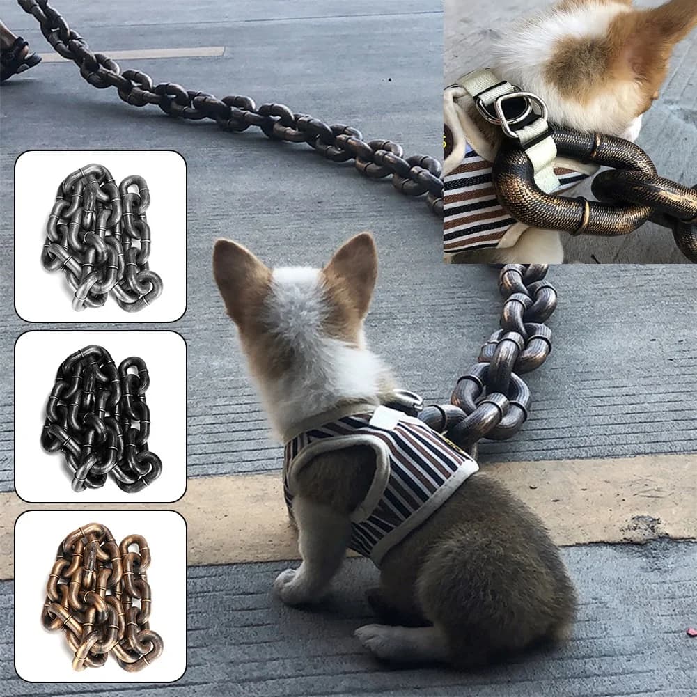 Lustige Hundeleine, Simulation lebensechte Eisenkette für große, mittelgroße und kleine Haustiere, Hundehalsband, Hundeleine, Dinge für Hunde