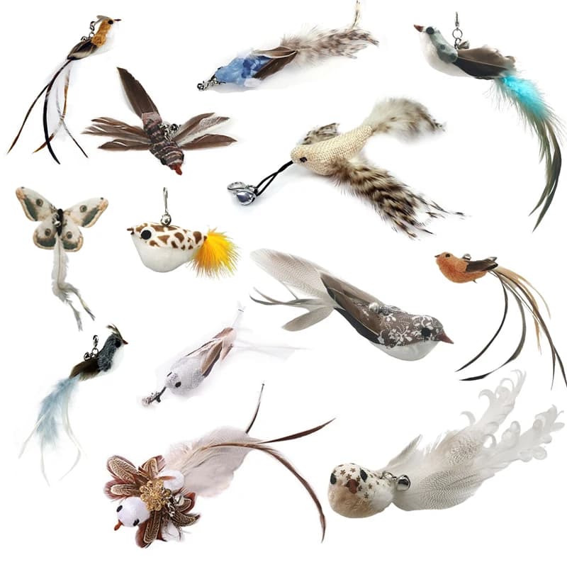 Handfreier Vogel-/Feder-Katzenstab mit Glocke, leistungsstarker Saugnapf, interaktives Spielzeug für Katzen, Kätzchen, Jagd, Übungen,