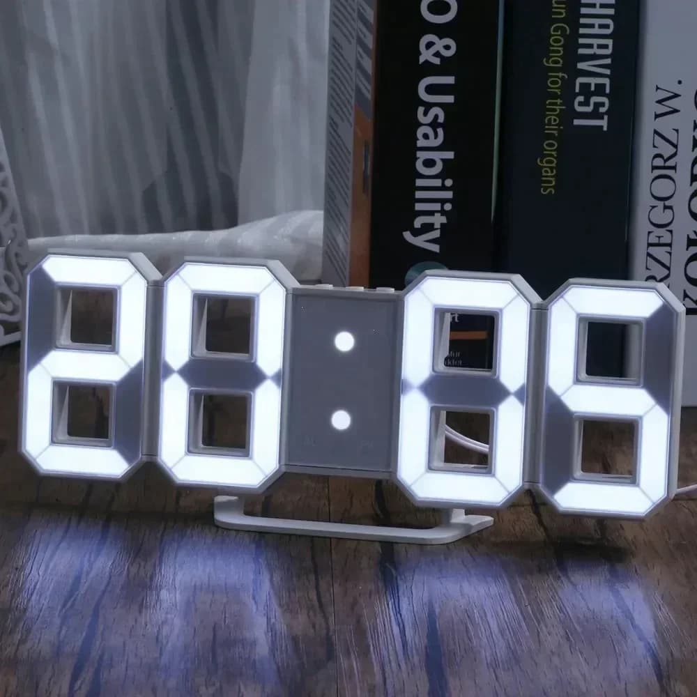 Kaufen Sie Produkte Uhr 3D LED Digital Wecker Wanduhr Zeit/Datum/Temperatur für Zuhause/Küche/Büro Uhren Dekor Garten