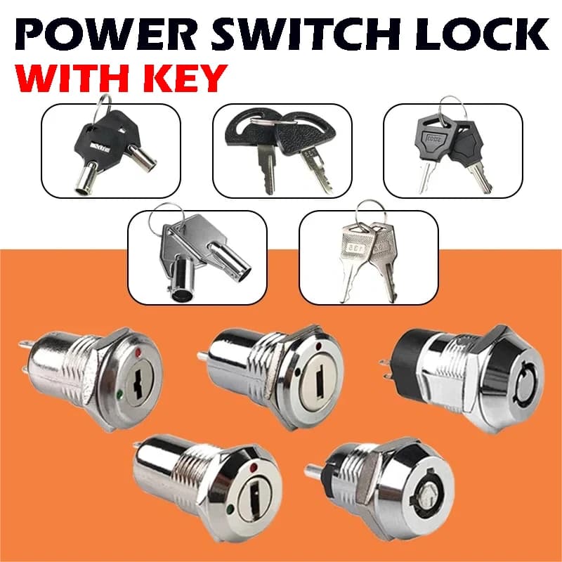 5/10/20 Sets 12/16/19 mm elektronischer Schlüsselschalter aus Zinklegierung, EIN/AUS, Telefonsperre, Sicherheits-Netzschalter, röhrenförmige