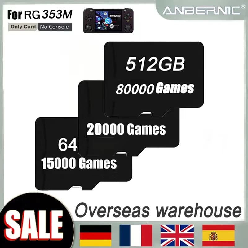 512GB TF-Karte vor installierte Spiele für anbernic rg353m Taschen karte nur 512 Spiele für 256g 128g g 64g Retro-Handheld-Spiel psp ps1