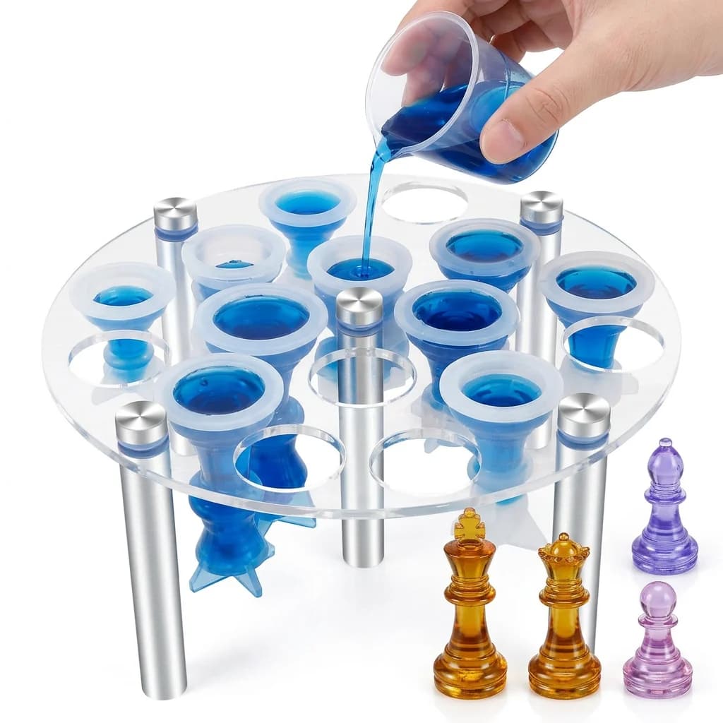 Schachbrett-Schachfiguren-Formen, 3D-Silikon-Schachharzform, DIY-Bastelarbeiten, handgefertigte Formen für Familienfeiern und Outdoor-Brettspiele