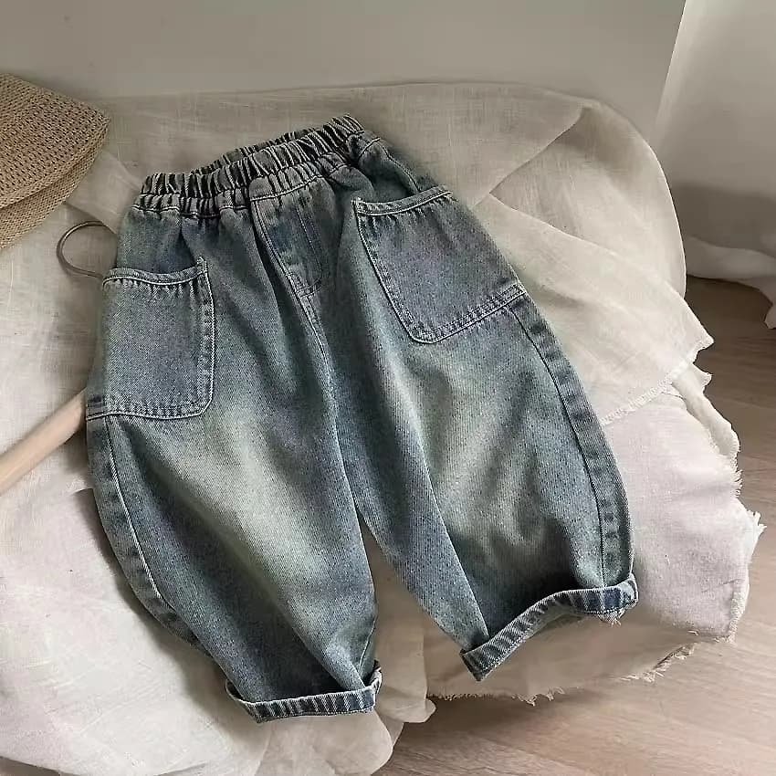 2023 frühling Herbst Kind Jungen Denim Hosen Seite Tasche Poliert Weiß Kinder Jungen Hosen Elastische Taille Casual Baby Jungen Hosen