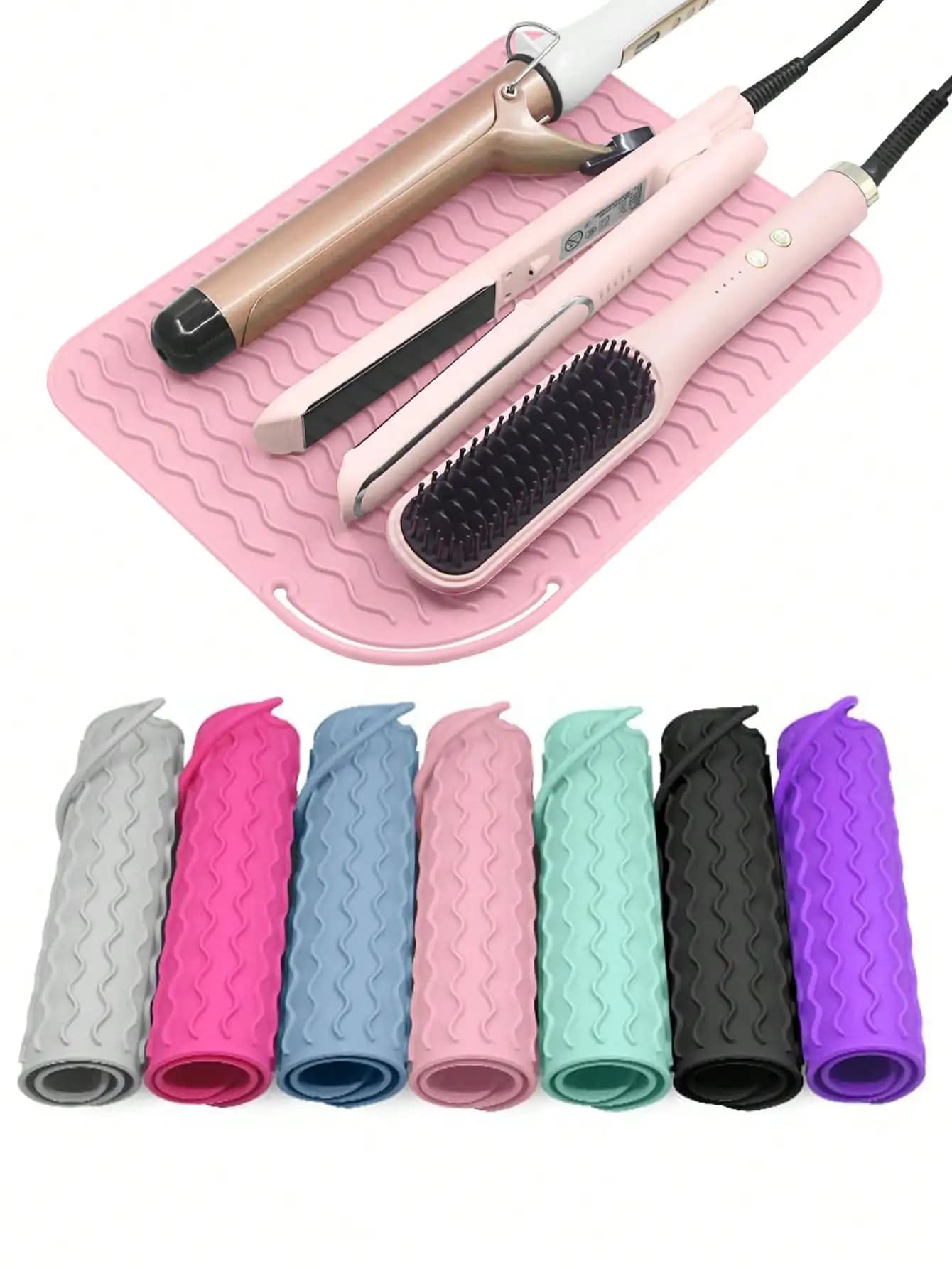 Neue Plus Size Silikon Hitzebeständige Matte Tragbare Reise Hot Tools Pad Abdeckung für Lockenstab, Glätteisen Haarglätter