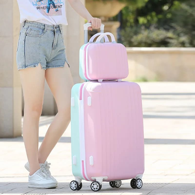 Neue Mädchen süße rosa Rollgepäck Frauen Trolley Koffer Spinner Räder Student schöne Schulkoffer Passwortbox Handgepäck