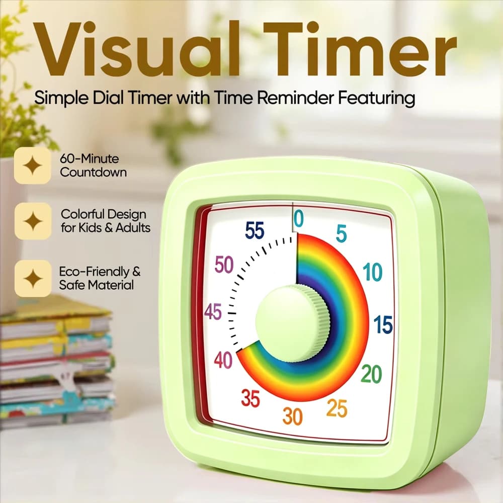 Visueller Timer für Schüler, Selbstdisziplin-Tool, 60-Minuten-Countdown, Digitaler Stoppuhr für Hausaufgaben, Übungen und Zeitmanagement in der
