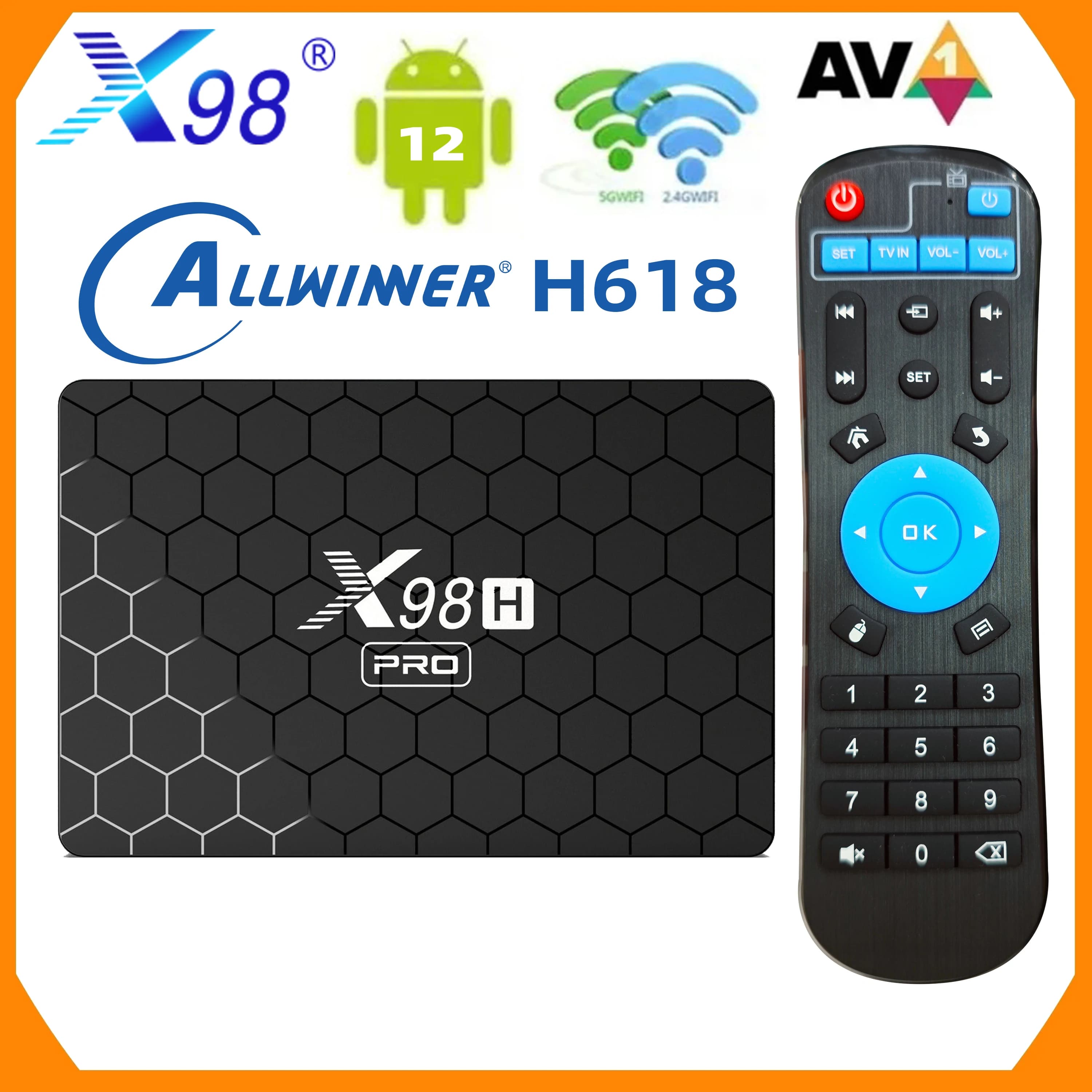 X98H Pro Smart TV Box 6K 2,4&5G WiFi6 BT 1000M LAN Google Sprachassistent Android 12.0 Allwinner H618 TV Box X98HPro Set Top Box