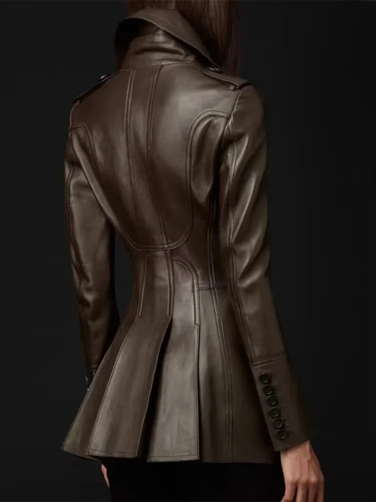 Mauroicardi Frühlings-Blazerjacke aus weichem Kunstleder mit schwarzem Rock für Damen, zweireihig, elegante Luxus-Designerkleidung
